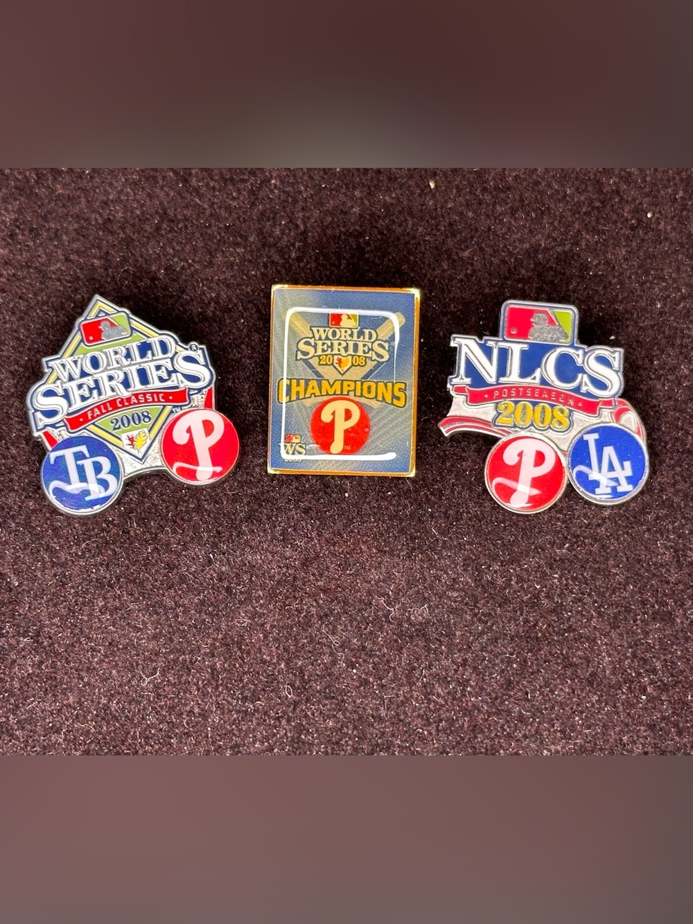 Vintage 2008 Philadelphia Phillies World Series Champions Lapel Pins Lot (3)